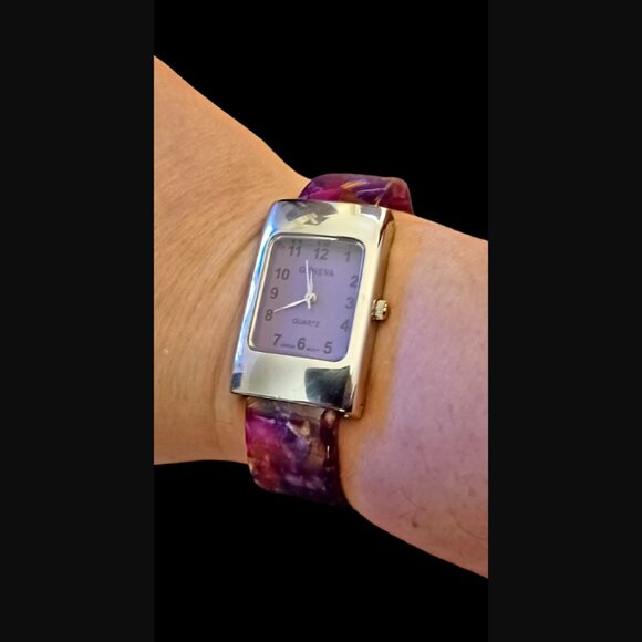 Geneva Purple Quartz Clamper Cuff Bracelet 6" - Picture 1 of 6